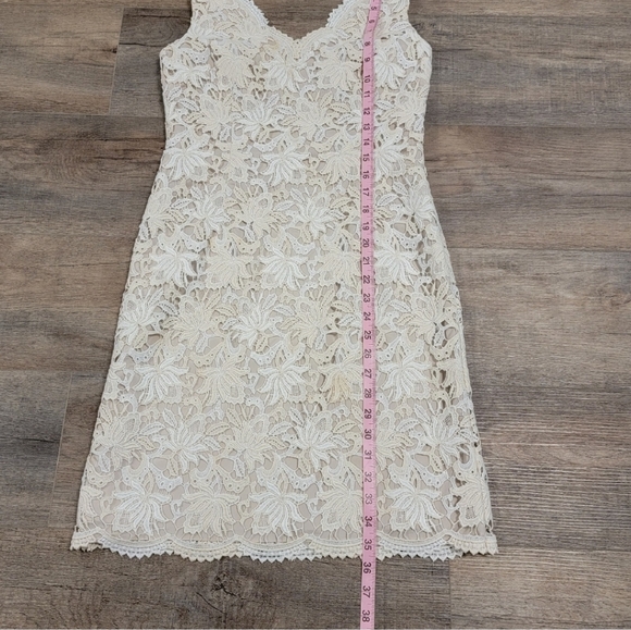 Ann Taylor Dressy Sleeveless Lace Overlay Dress Cream Beige Lined Size 0 - Picture 7 of 15